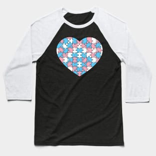 Puzzle Heart - Trans Pride Colors Baseball T-Shirt